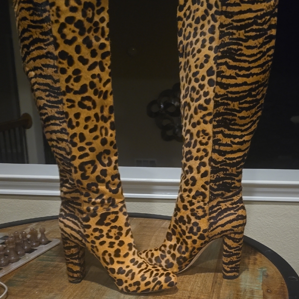 ANTONIO MELANI Animal Print Over the Knee Boots